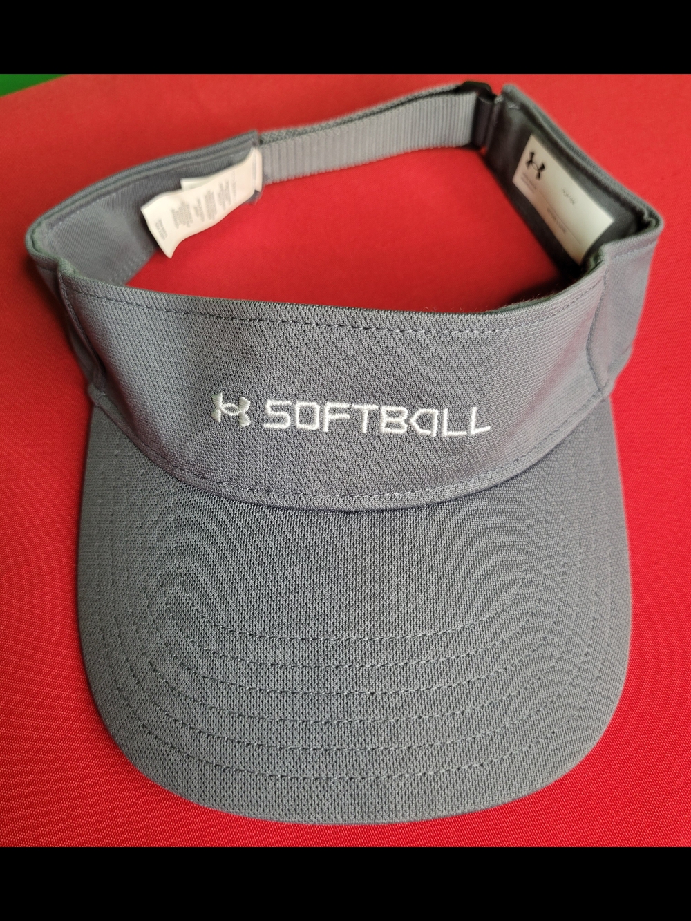 Under Armour Gray Performance Visor Logo Label Softball Womens OSFM Hat Blitzing
